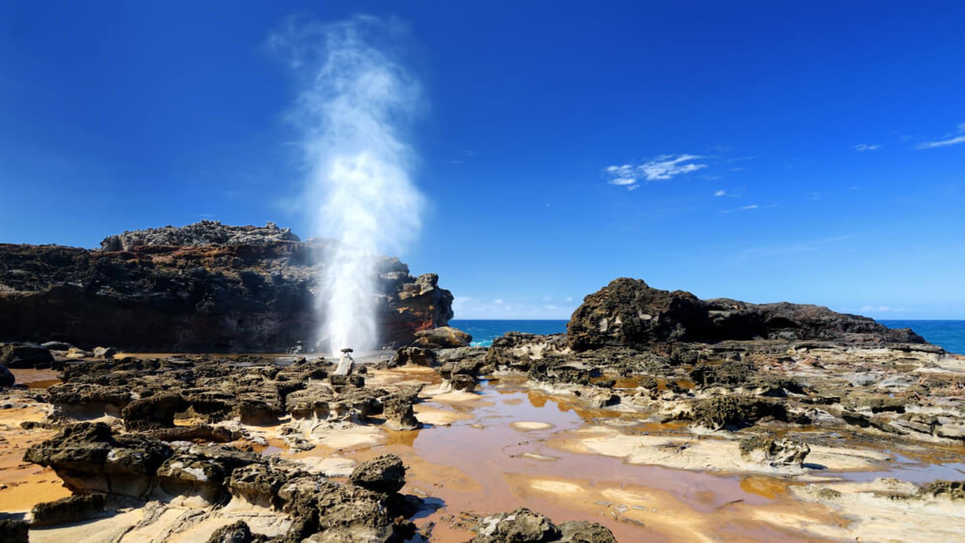 A view of the Nakalele Blowhole erupting at Nakalele Point