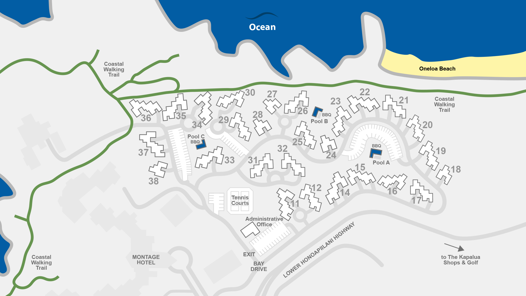 Kapalua Bay Villas Resort Map - Parrish Maui