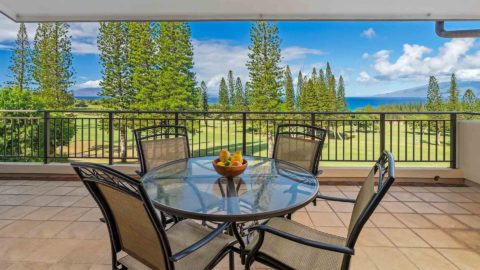 The view from the covered lanai at Kapalua Golf Villa 27V2