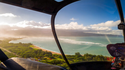 An aerial view of Maui during a helicopter tour