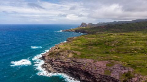 The coastal view from the Ohai Trail