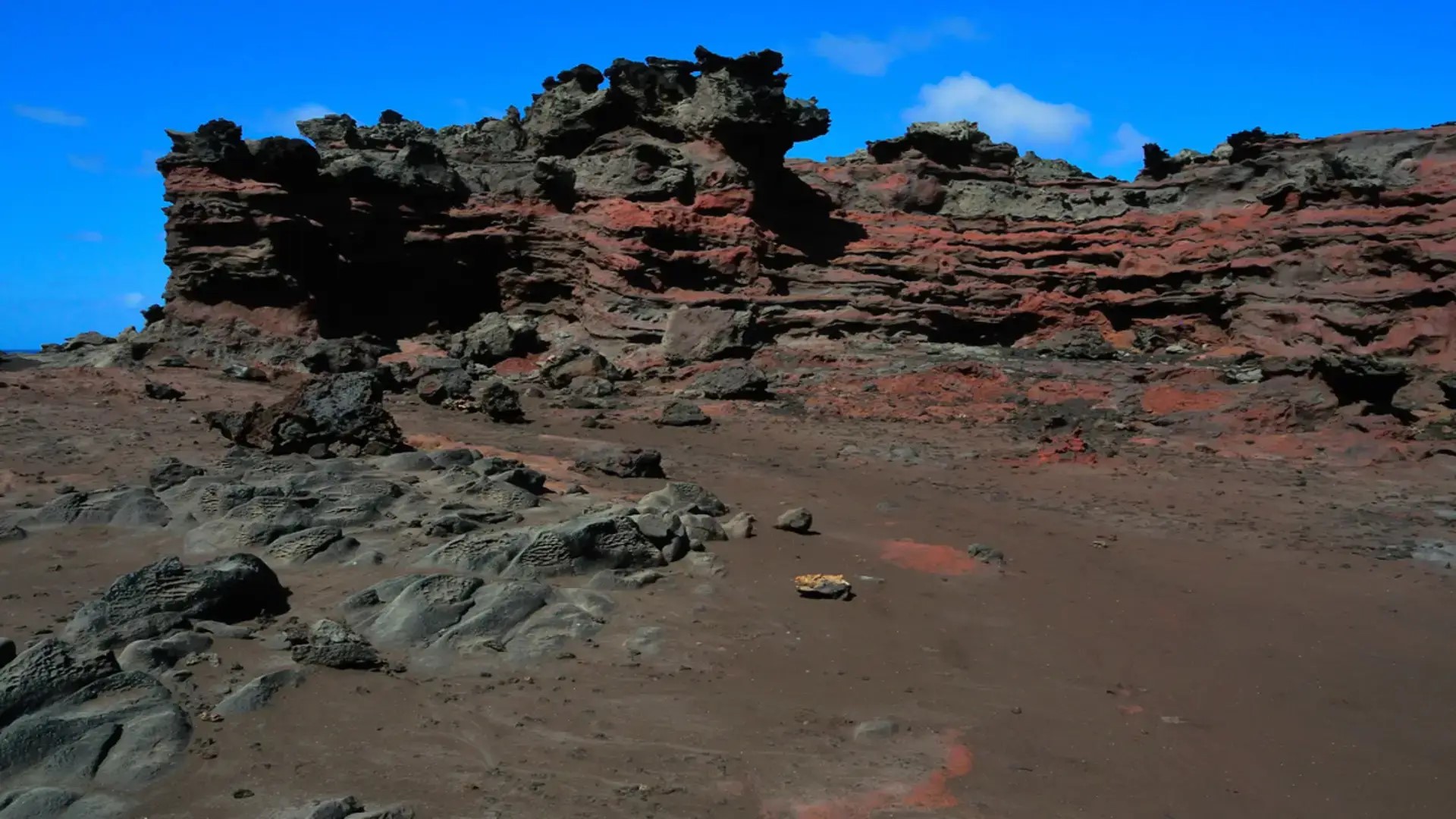 A view of the lava terrain at the Acid War Zone Trail