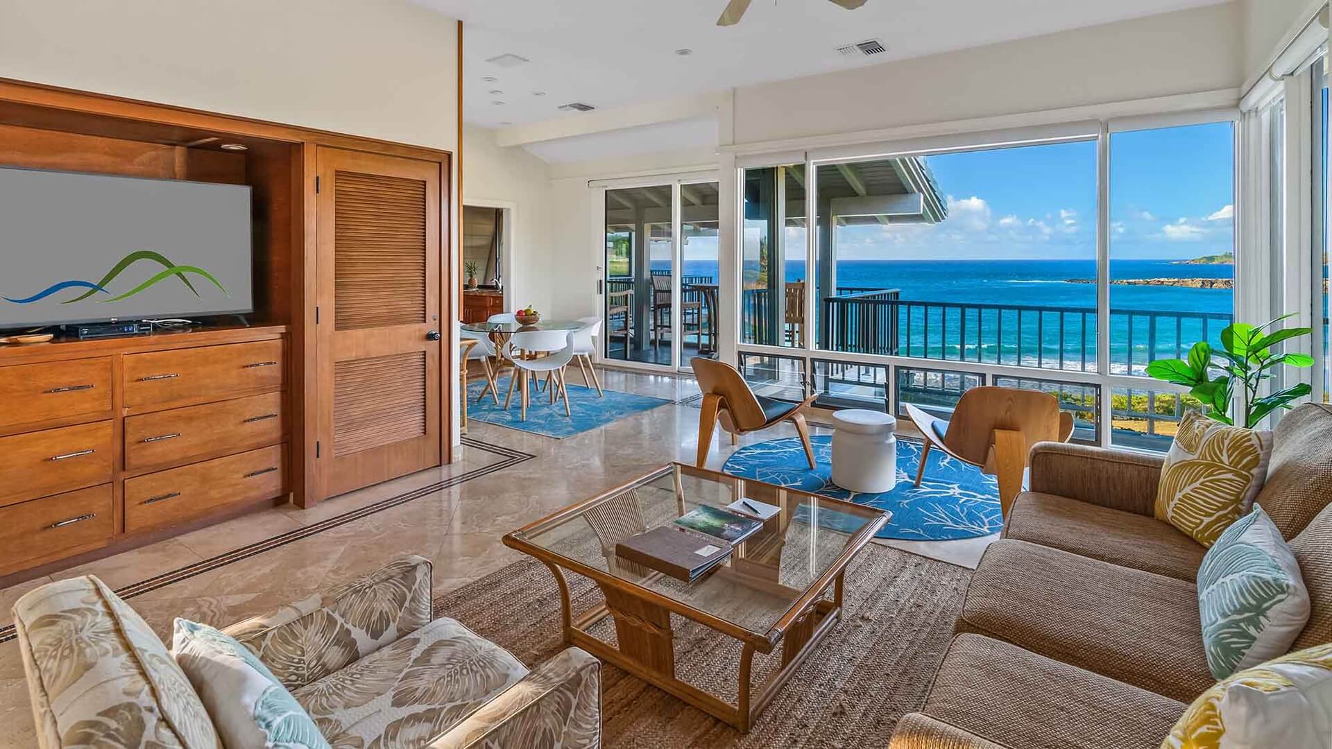 The living room with ocean views at Kapalua Bay Villa 20B4