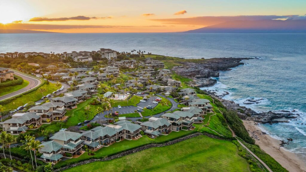 A view of Kapalua Resort and the ocean in West Maui