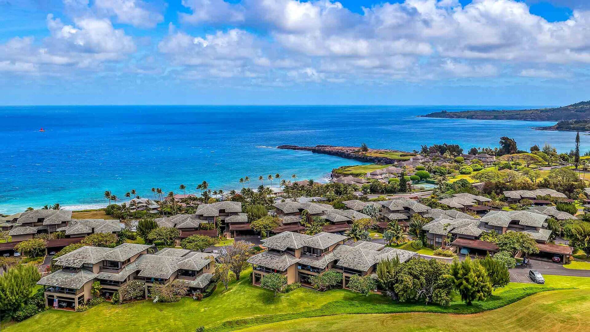 An aerial view of the Ridge Villas at Kapalua in Maui