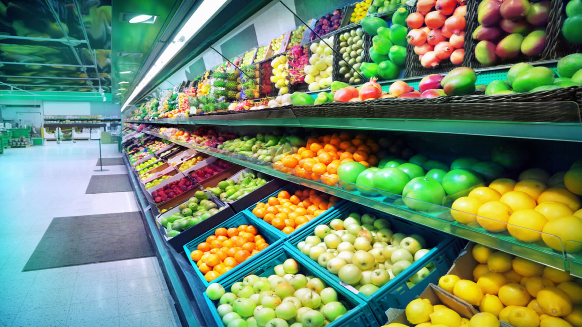The produce aisle at one of Maui's grocery stores