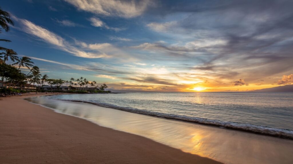 Sunset at a beach on Maui
